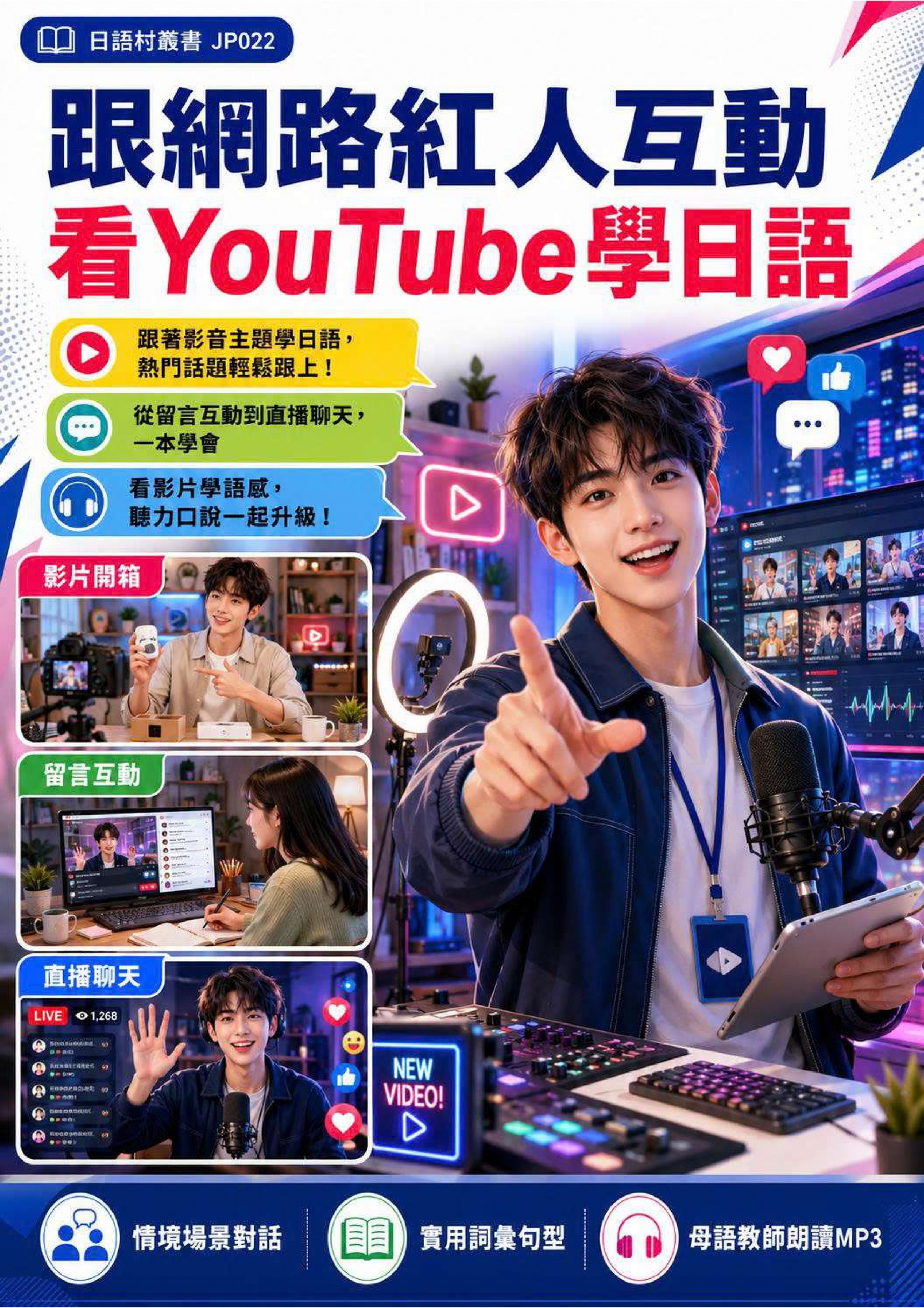 JP022 跟網路紅人互動 看YouTube學日語 (102頁）